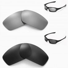 Walleva Two Pairs Polarized Lenses For Oakley Fives 4.0 Sunglasses - Titanium + Black 